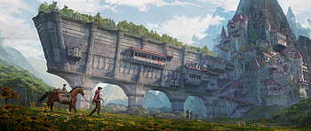 Enchanted Fortress: A Fantasy City Awakens in, fantasy, city, fantasy city HD wallpaper