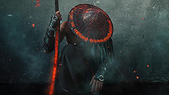 Red Samurai, red, samurai HD wallpaper