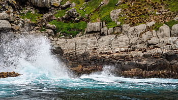 Landscape View Of Water Splash Stones Rocks Bushes Nature HD wallpaper