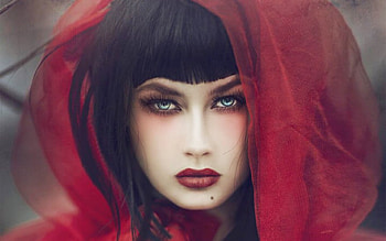 Seductive Eyes, brunette, red, face, veil, Eyes, seductive, woman HD wallpaper