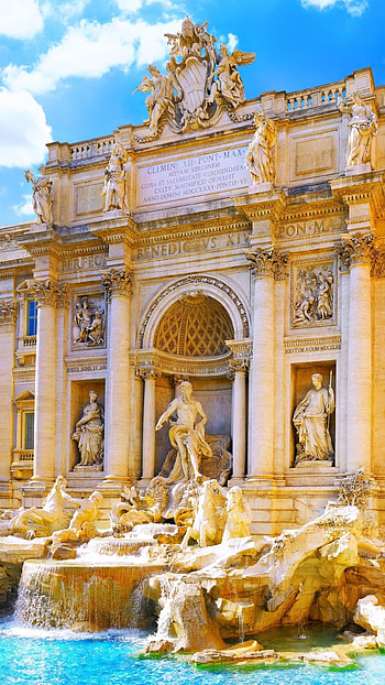 Trevi Fountain, Italian tourism, Iconic landmark, Rome sightseeing HD phone wallpaper