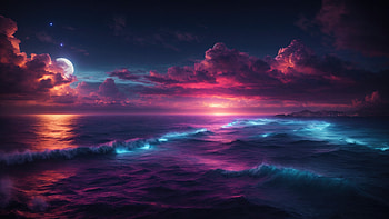 Moonlit Horizons A Deep Ocean Dream, artist, artwork, digital-art HD wallpaper