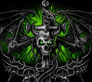 For > Green Skull HD wallpaper