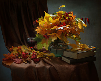 *, Leaves, Books, Glass, Berries, Branches HD wallpaper