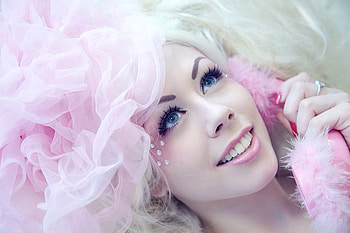 Barbie_hotline, pink, lady, 3d, eyes, face, nice HD wallpaper