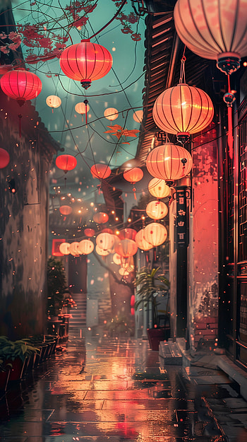 Red Lantern Alley , lantern HD phone wallpaper