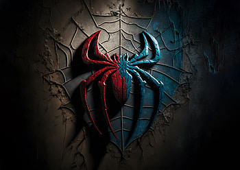 3d spider mark of spider man on grunjy old wall, AI Art, Comic, spider man HD wallpaper