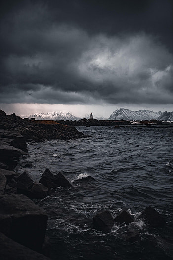 Nature, Water, Mountains, Rocks, Lighthouse HD phone wallpaper