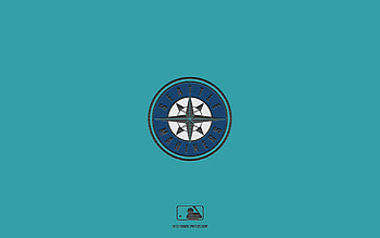 Seattle Mariners, turquoise background, American baseball team, Seattle Mariners emblem, MLB, Seattle, USA, baseball, Seattle Mariners logo HD wallpaper