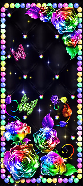 Luxury Rainbow Jewel, beautiful, magenta, flowers, butterfly, Premium, colorful HD phone wallpaper