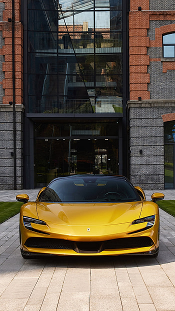 Ferrari spider, golden ferrari, italy, super car HD phone wallpaper