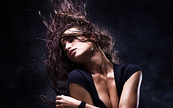 Feel The Music, trance, hip hop, brunette, wild, hair, woman, long HD wallpaper