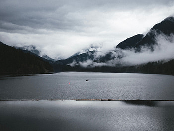 Nature, Water, Mountains, Lake, Fog, Bw, Chb HD wallpaper