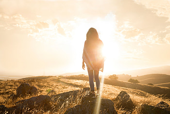Sun, Shine, Light, Bright, Silhouette, Miscellanea, Miscellaneous, Girl HD wallpaper