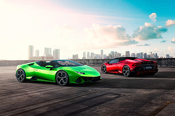 Two cars, Lamborghini Huracan HD wallpaper