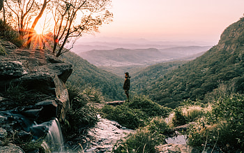 Landscape, Nature, Mountains, Miscellanea, Miscellaneous, Fog, Human, Person HD wallpaper
