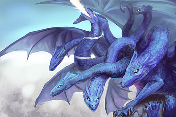 Hydra, dragon, fantasy, art HD wallpaper