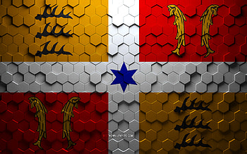 Flag of Montbeliard, honeycomb art, Montbeliard hexagons flag, Montbeliard 3d hexagons art, Montbeliard flag HD wallpaper