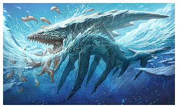 underwater monster, blue, creature, monster, water HD wallpaper