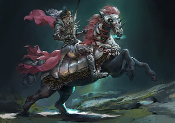 Knight girl, mumu mei, horse, art, fantasy, knight, girl, armor, warrior HD wallpaper