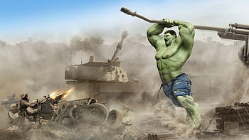 Hulk Vs Army, hulk, superheroes, artwork, deviantart HD wallpaper