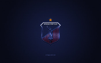 Monagas SC, Venezuelan football club, red logo, blue carbon fiber background, Venezuelan Primera Division, football, Maturin, Venezuela, Monagas SC logo HD wallpaper