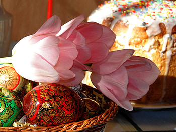 Easter morning, holidays, decoration, Easter, flowers, special days, tulips, eggs HD wallpaper