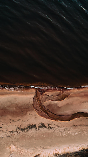 Nature, Waves, Beach, Sand, View From Above HD phone wallpaper
