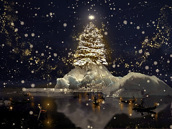 The great hope, stars, art, snow, Christmas tree HD wallpaper