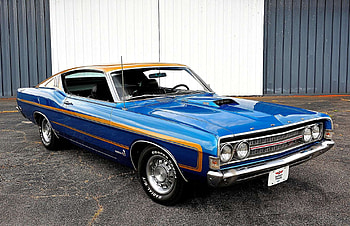 1969-Ford-Torino-Cobra, Gold, Muscle, Classic, Blue HD wallpaper