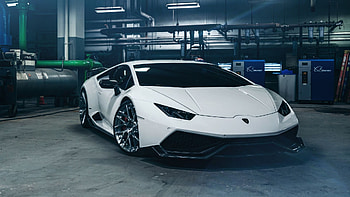 White sport Lamborghini Huracan HD wallpaper