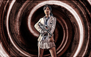 Schoolgirl, brown grunge background, PUBG, PlayerUnknowns Battlegrounds, vortex, PUBG characters, Schoolgirl PUBG HD wallpaper