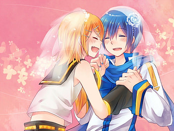 VOCALOID - Rin X KAITO, Rin Kagamine, Pixiv, KAITO, Nyan, VOCALOID HD wallpaper