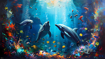 Dolphin Duo Underwater Wonderland - Aquarium, aquarium, dolphin HD wallpaper