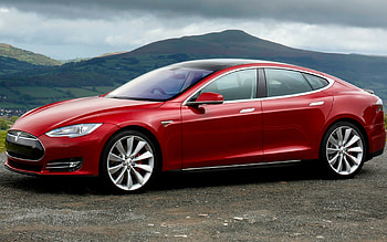 Tesla Model S, Red side view, Electric cars, MacBook Pro HD wallpaper