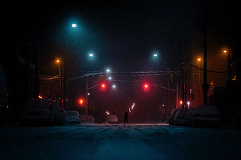 Night, Snow, Dark, Silhouette, Street HD wallpaper
