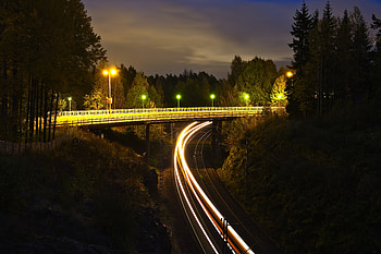 Dark, Long Exposure, Bridge, Neon, Glow, Railway HD wallpaper