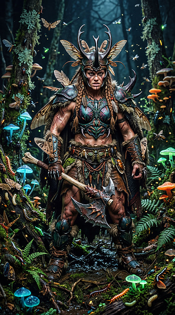 Luminous Grove Barbarian — , fantasy warrior HD phone wallpaper