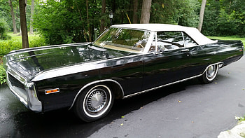1970 Chrysler Convertible, Convertible, Black, White, Trees HD wallpaper