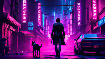 Relationship Between John Wick And His Dog, keanu-reeves, john-wick, movies, artwork, digital-art, ai, deviantart HD wallpaper