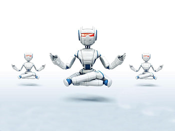 Yoga, abstract, robot, meditation HD wallpaper