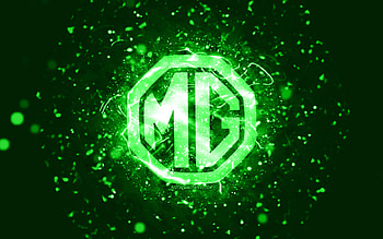 MG green logo, , green neon lights, creative, green abstract background, MG logo, cars brands, MG HD wallpaper