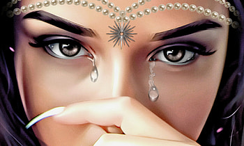 Girl, Look, Art, Tears, Pearl, Eyes, Eyebrows HD wallpaper