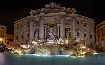 Nighttime Trevi Fountain, Rome's landmarks, R graphy, Aesthetic appeal HD wallpaper