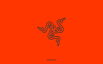 Razer logo, , orange gradient background, Razer carbon logo, orange background, Razer, Razer emblem HD wallpaper
