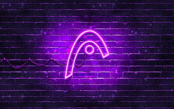 Head violet logo, , violet brickwall, Head logo, brands, Head neon logo, Head HD wallpaper