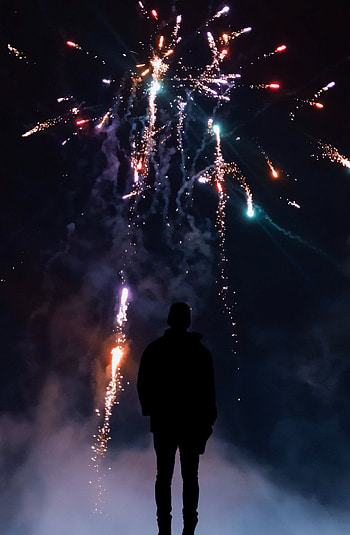 Smoke, Salute, Dark, Silhouette, Sparks, Multicolored, Motley, Firework, Fireworks HD phone wallpaper