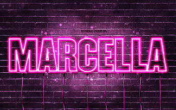 Marcella, , with names, female names, Marcella name, purple neon lights, Marcella Birtay, Happy Birtay Marcella, popular italian female names, with Marcella name HD wallpaper