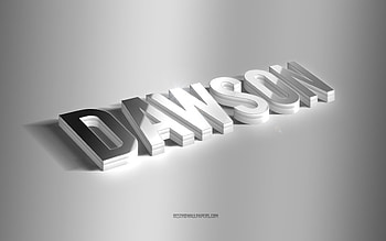 Dawson, silver 3d art, gray background, with names, Dawson name, Dawson greeting card, 3d art, with Dawson name HD wallpaper