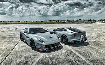 Ferrari F12 Berlinetta, 2021, , exterior, gray sports coupe, new gray F12 Berlinetta, Italian sports cars, Ferrari HD wallpaper